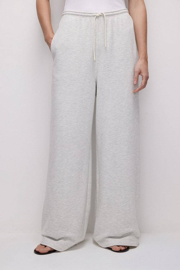 Широкие брюки (светло-серый меланж)