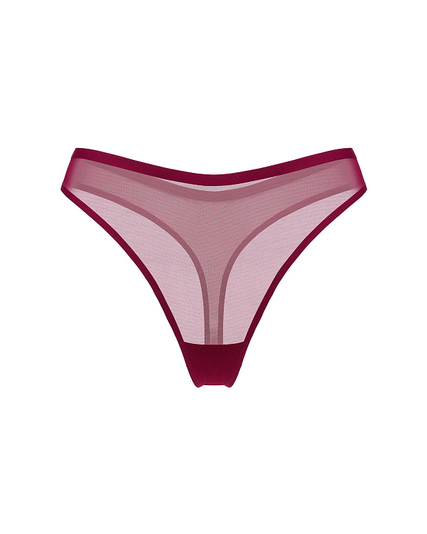 Трусы-стринги с высокой посадкой (бордовый)