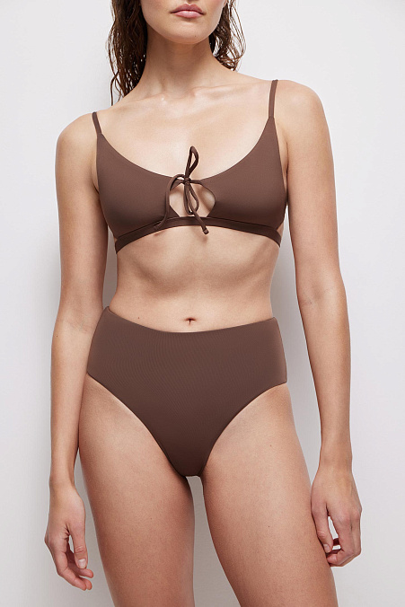 Купальные трусы-кюлоты с высокой посадкой, на подкладке (трюфель)