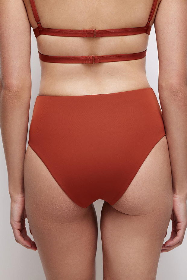 Купальные трусы-кюлоты с высокой посадкой, на подкладке (терракотовый)