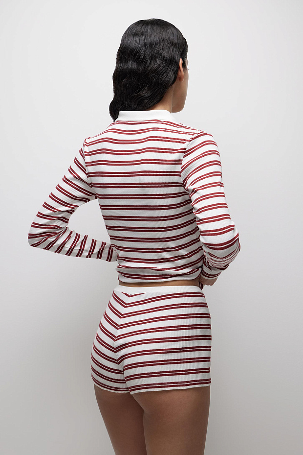 Пижамные шорты (молочный / бордовый принт)