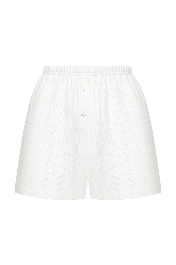 Шорты домашние из ажурного трикотажа (белый)