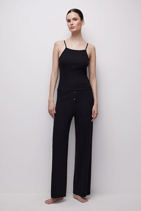 Домашняя майка на тонких бретелях (черный)