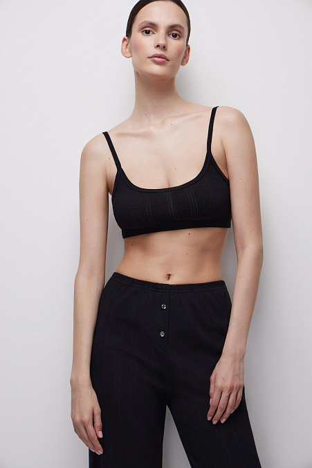 Бюстгальтер Топ на тонких бретелях (черный)