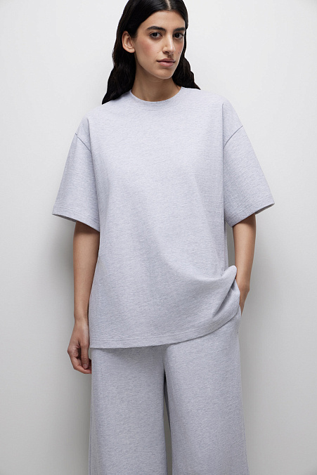 Футболка оверсайз (светло-серый меланж)