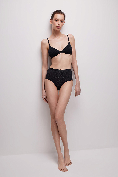 Трусы-кюлоты с высокой посадкой (черный)