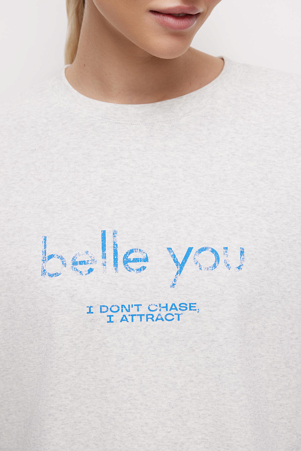 Лонгслив свободного силуэта (светло-серый меланж)