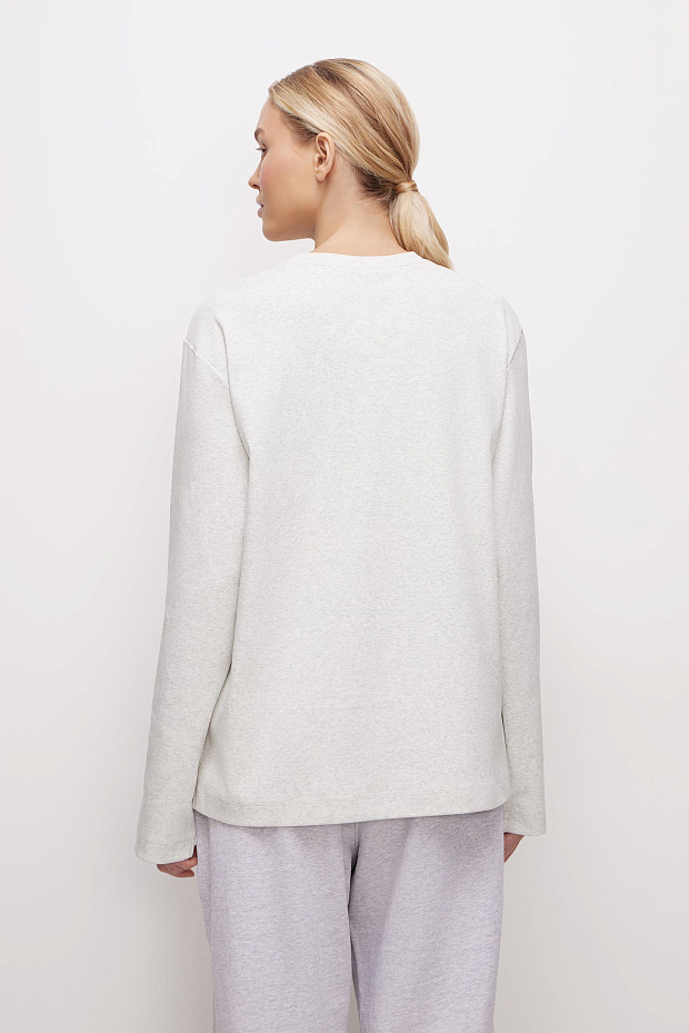 Лонгслив свободного силуэта (светло-серый меланж)