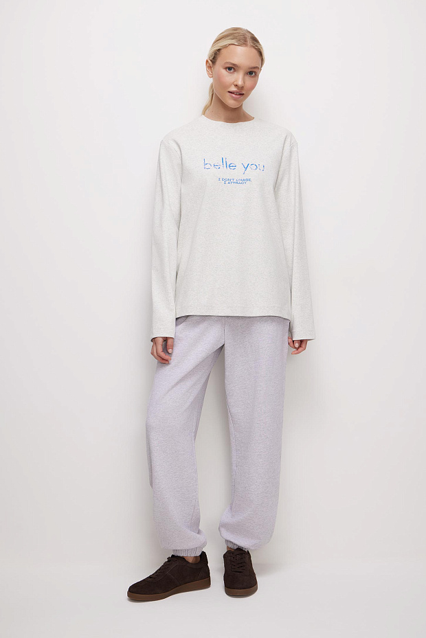 Лонгслив свободного силуэта (светло-серый меланж)