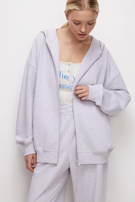 Толстовка на молнии (светло-серый меланж)