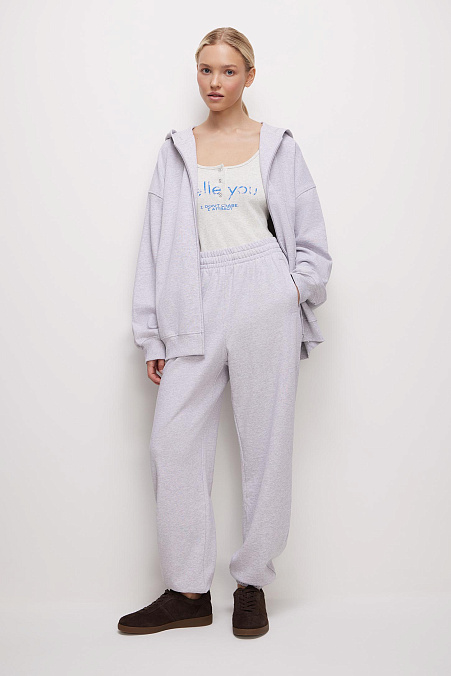 Брюки джоггеры (светло-серый меланж)