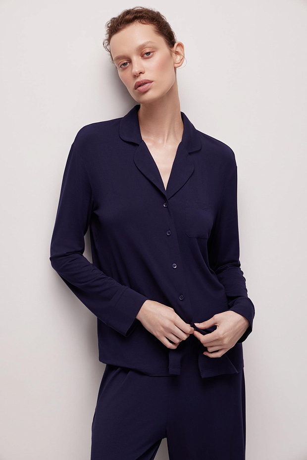 Пижамная рубашка женская (темно-синий)