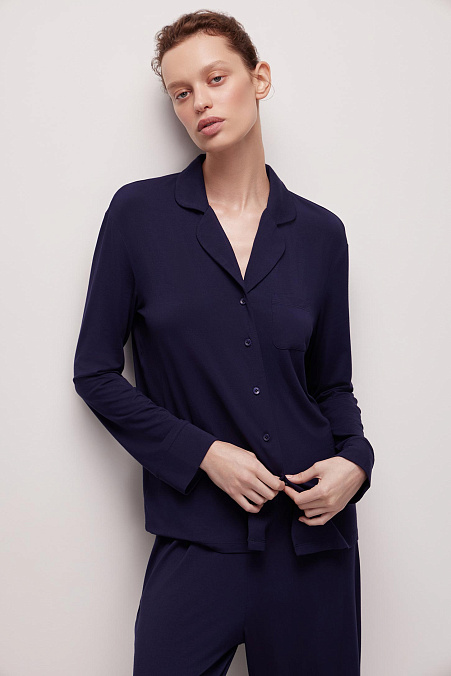 Пижамная рубашка женская (темно-синий)