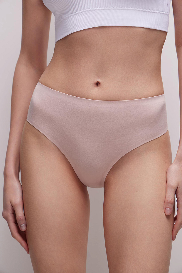 Набор Трусы-бразилиано с высокой посадкой (светло-бежевый)
