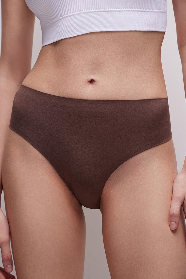 Набор Трусы-бразилиано с высокой посадкой (светло-бежевый)