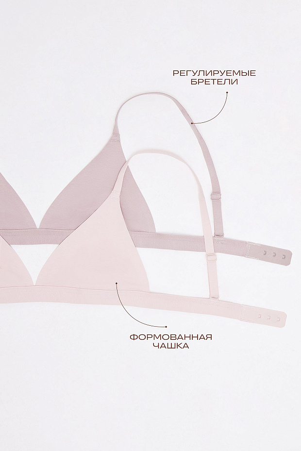 Бюстгальтер с треугольными чашками (серо-бежевый)