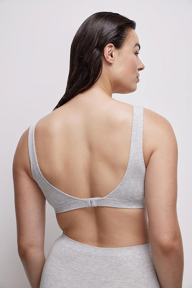 Топ на широких бретелях Бамбук (светло-серый меланж)