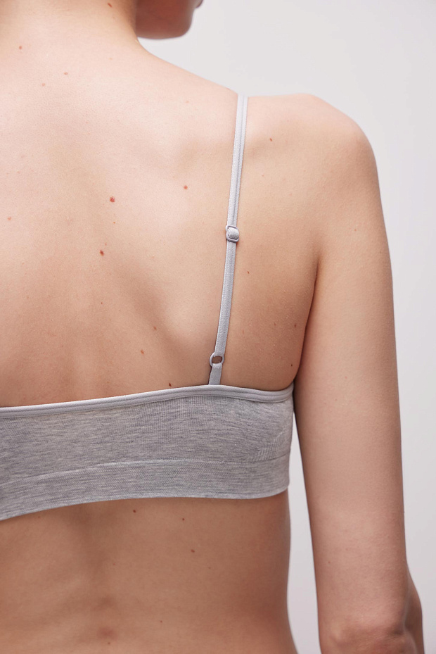 Топ на тонких бретелях Бамбук (светло-серый меланж)