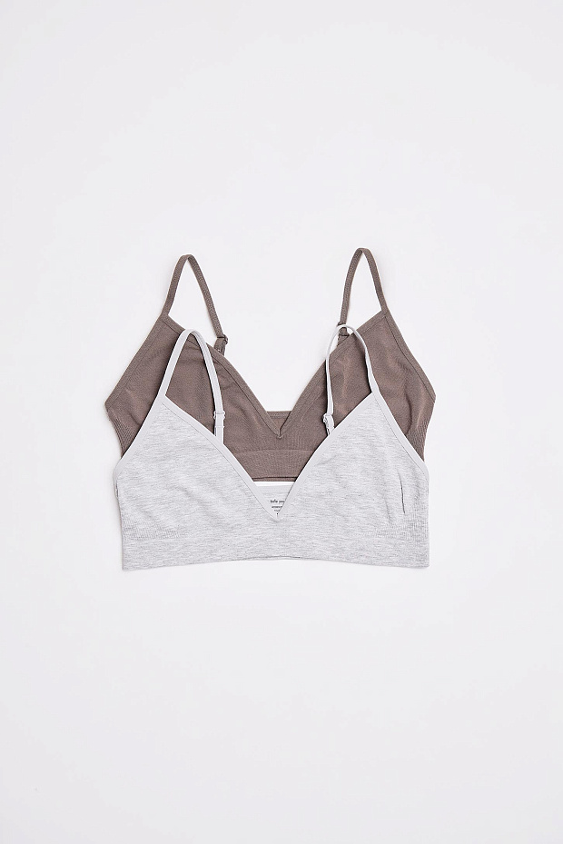 Топ на тонких бретелях Бамбук (светло-серый меланж)
