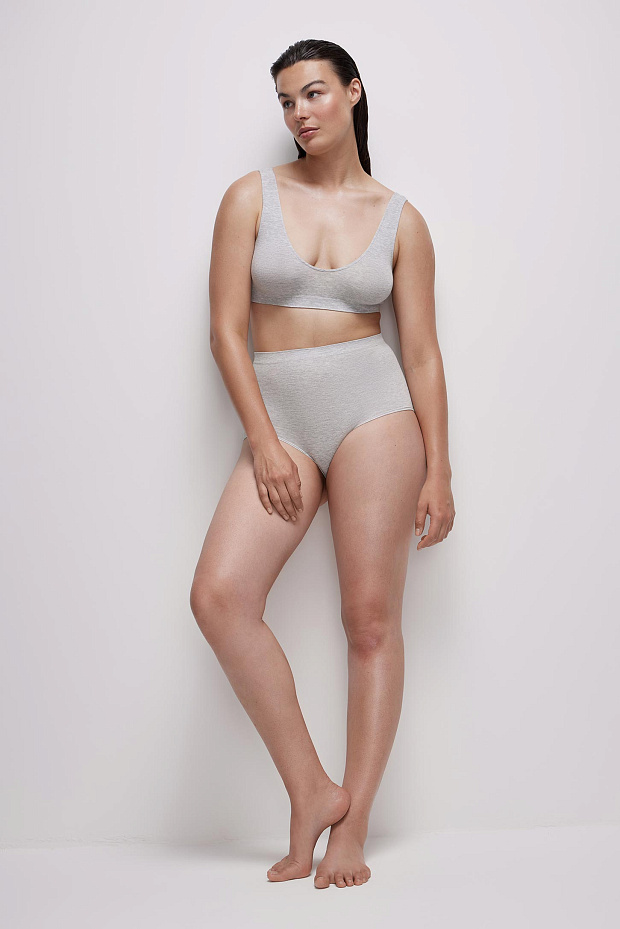 Трусы-кюлот с высокой посадкой Бамбук (светло-серый меланж)