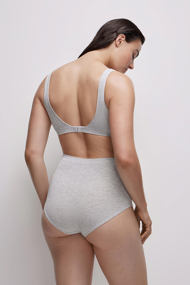 Трусы-кюлот с высокой посадкой Бамбук (светло-серый меланж)