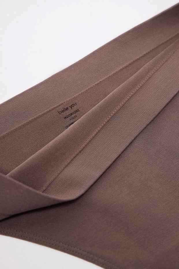 Трусы-стринги с высокой посадкой Бамбук (какао)