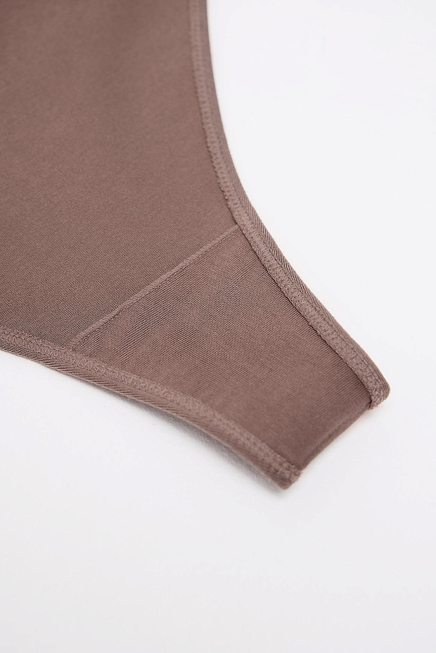 Трусы-стринги с высокой посадкой Бамбук (какао)