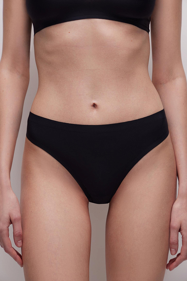 Трусы-стринги со средней посадкой (черный)