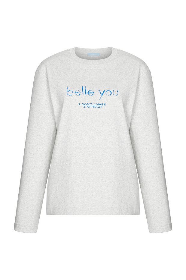 Лонгслив свободного силуэта (светло-серый меланж)