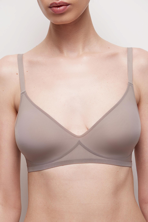 Бюстгальтер на тонких бретелях (серо-бежевый)