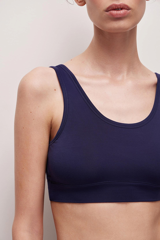 Топ на широких бретелях из бамбука (синий)