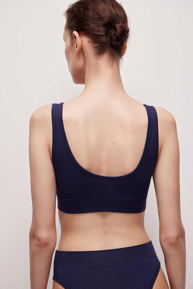 Топ на широких бретелях из бамбука (синий)