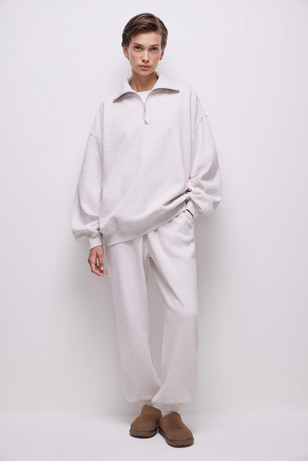 Брюки-джоггеры (молочный меланж)