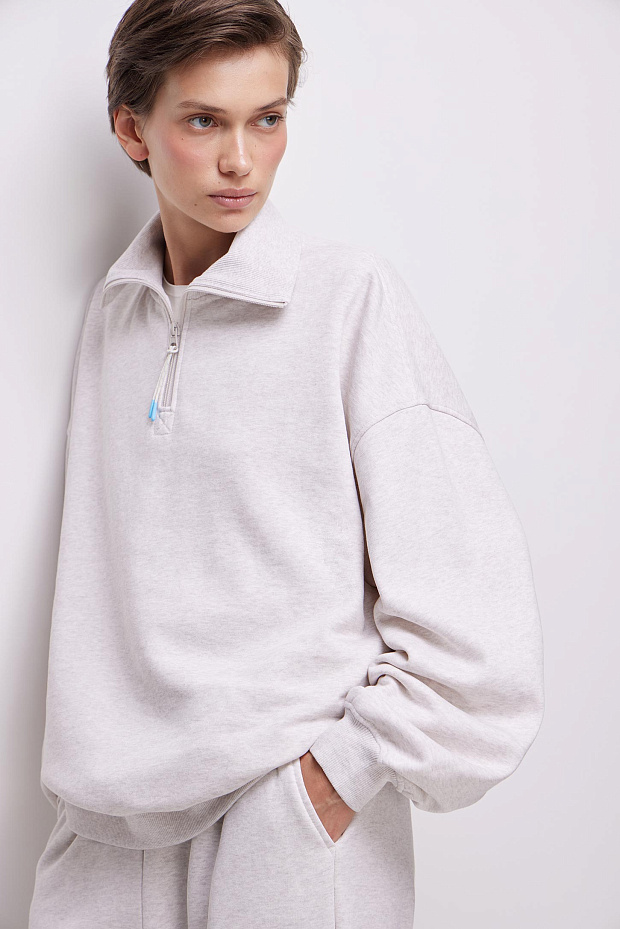Толстовка на молнии (молочный меланж)