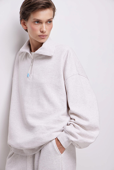 Толстовка на молнии (молочный меланж)