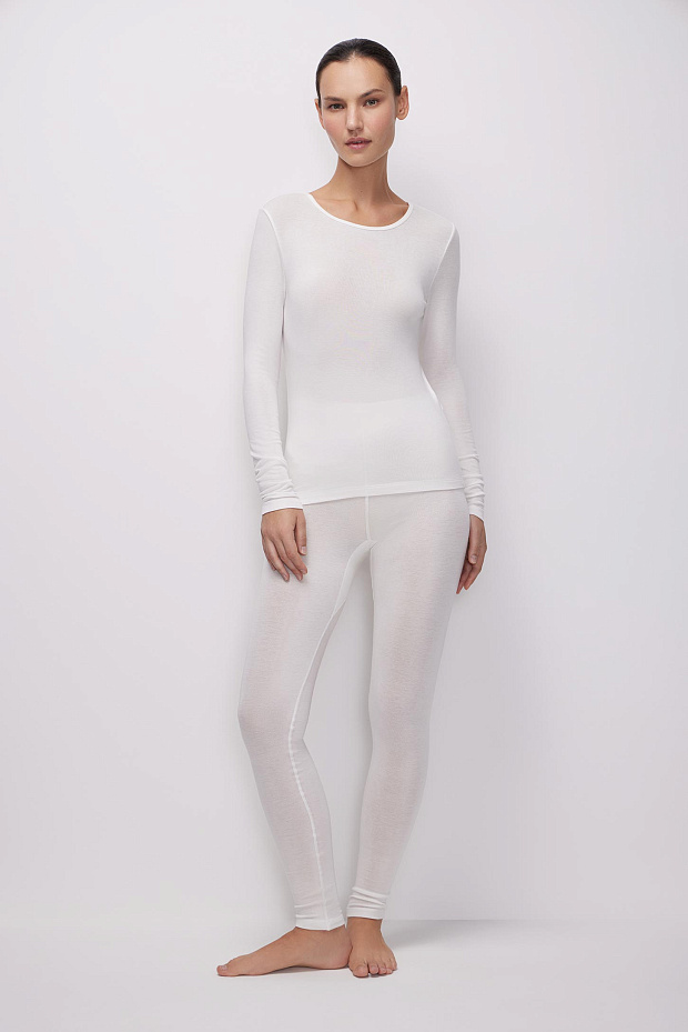 Лонгслив из гладкого трикотажа (молочный)