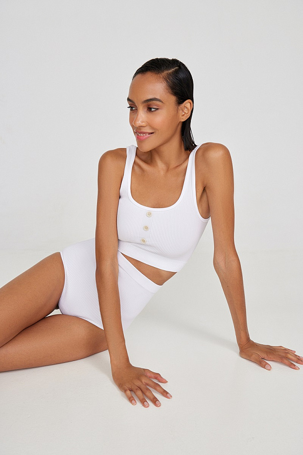 Трусы с высокой посадкой в рубчик (белый)