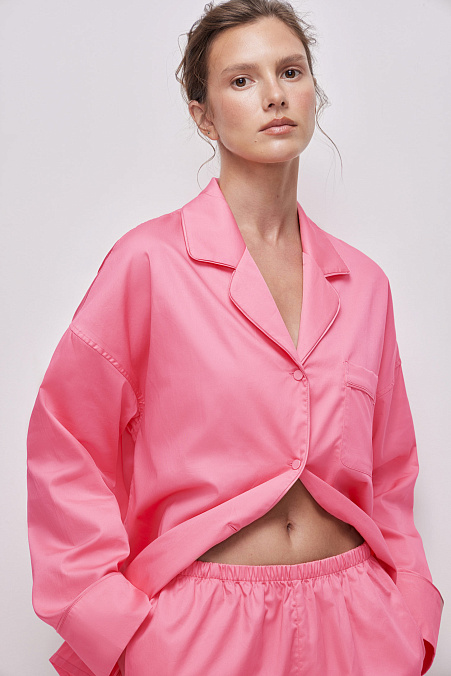 Пижамная рубашка женская (розовый)