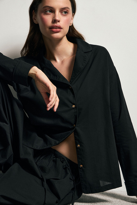 Пижамная рубашка (черный)