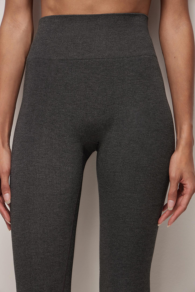 Легинсы с высокой посадкой (темно-серый меланж)