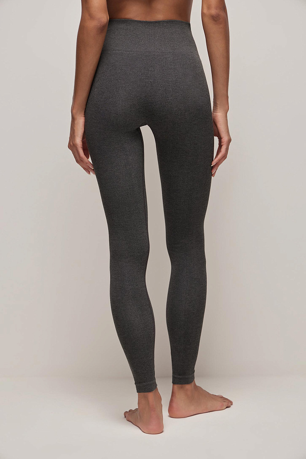 Легинсы с высокой посадкой (темно-серый меланж)