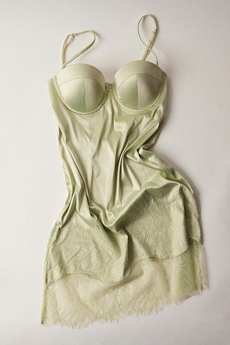 Комбинация на тонких бретелях (зеленый)