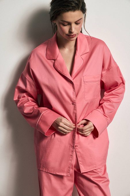 Пижамная рубашка женская (розовый)