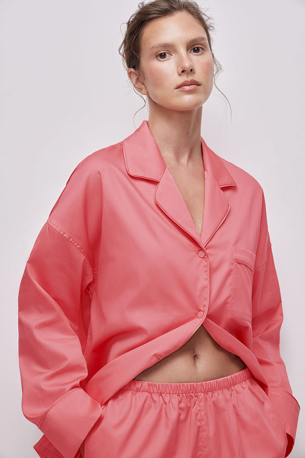 Пижамная рубашка женская (розовый)