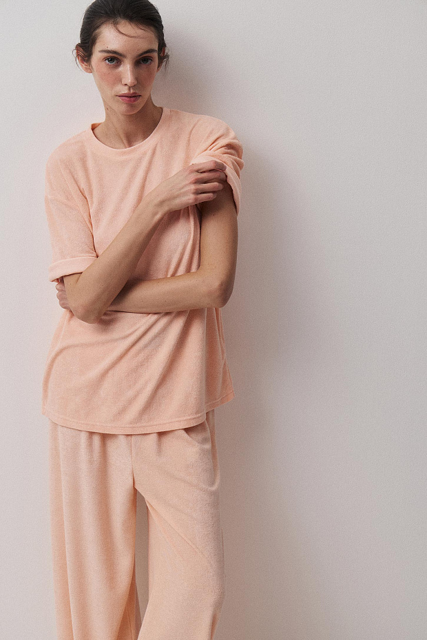 Пижамная футболка (персиковый)