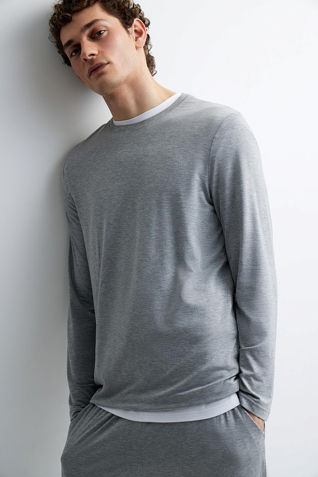 Лонгслив мужской (темно-серый меланж)