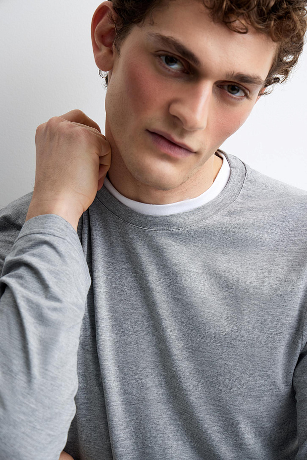 Лонгслив мужской (темно-серый меланж)