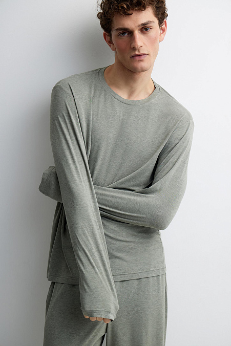 Лонгслив мужской (зеленый меланж)