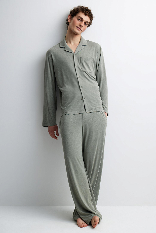 Пижамные брюки мужские (зеленый меланж)