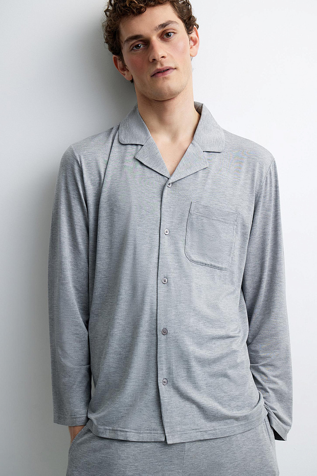 Пижамная рубашка мужская (темно-серый меланж)